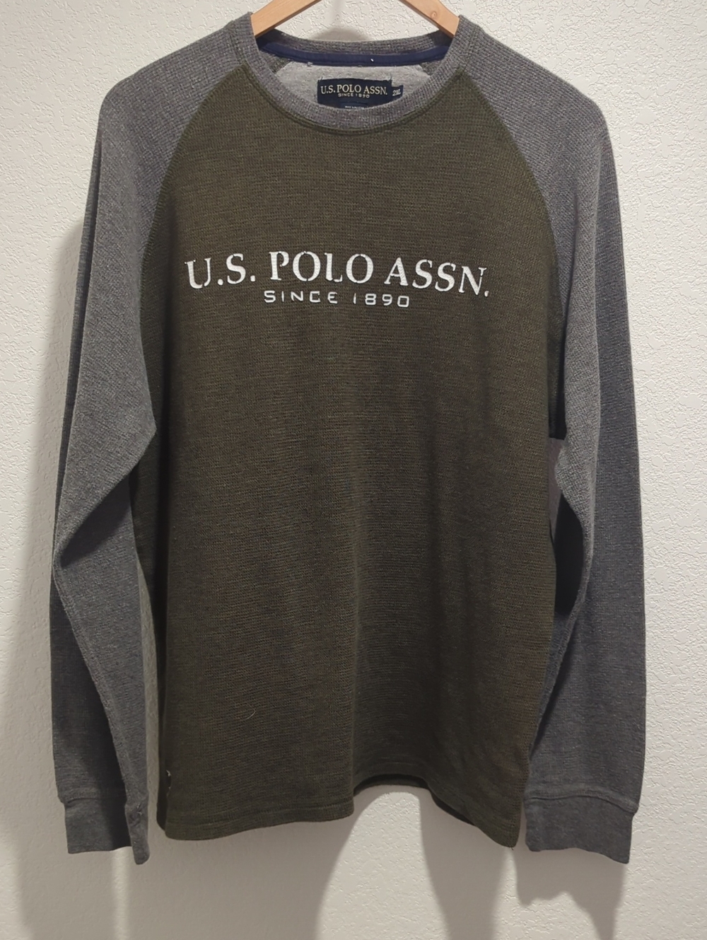 U.S. Polo Assn. Two-Tone Waffle Knit Long Sleeve Thermal Top - Men's 2XL